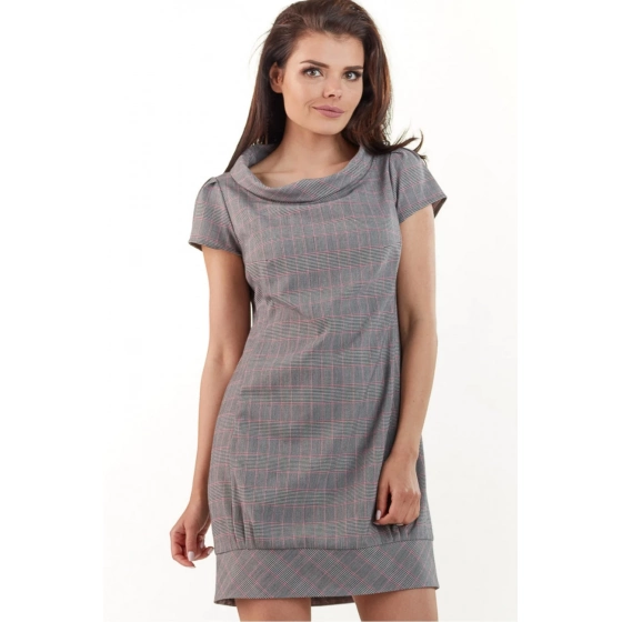 Dámske šaty A220 šedá karo - Awama