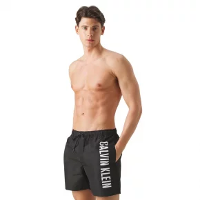 Pánske plavky MEDIUM DRAWSTRING KM0KM01004 BEH čierne - Calvin Klein