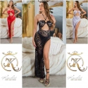 Dámske sexi krajkové šaty s výstrihom 0000K20862 Červená - Koucla