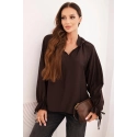 Dámska blúza z viskózy tmavo hnedá - FPrice