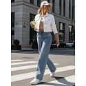 Jeansy damskie wide leg z szeroką nogawką niebieskie FashionStreet UY2871
