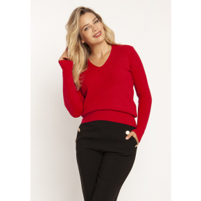 Dámsky sveter s dlhým rukávom Swe243 Red - MKN