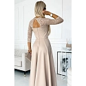 Dámske krajkové šaty 309-10 AMBER béžovej - Numoco