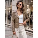 Kurtka damska skórzana ramoneska beżowa FashionStreet TY5712