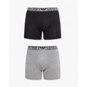 Pánske boxerky 2 pack 111912 2F720 08649 sivá/čierna - Emporio Armani