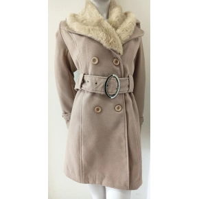 Dámsky kabát na gombíky Eva béžový - Italian Mode