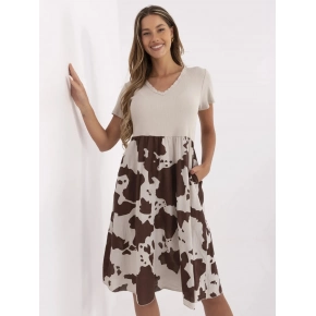 Dámske šaty DHJ SK 253701.80 Béžová s hnedou - FPrice