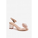 Dámske sandále na podpätku s ozdobou D&A MR52-238 Ružové zlato - D&A