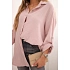 Bavlnená mušelínová košeľa Plus Size 65622 púdrovo ružová - Kesi