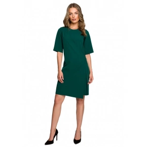 Dámske dvojvrstvové šaty s predným dielom S326 Tmavo zelená - Stylove