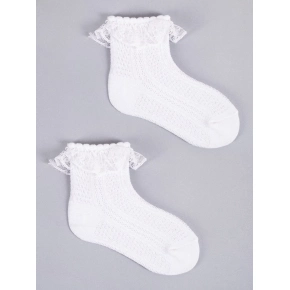 Dievčenské ponožky s volánikom 3Pack SKL-0009G-0100 biele - Yoclub