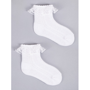 Dievčenské ponožky s volánikom 3Pack SKL-0009G-0100 biele - Yoclub