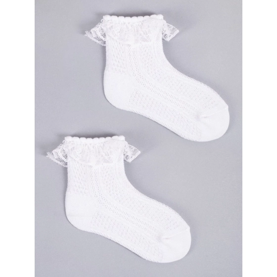 Dievčenské ponožky s volánikom 3Pack SKL-0009G-0100 biele - Yoclub