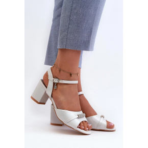 Sandály na podpatku 20241 stříbrné - Step in style