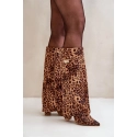 Dámské kozačky na podpatku 9501 Hnědá vzor - Step in style