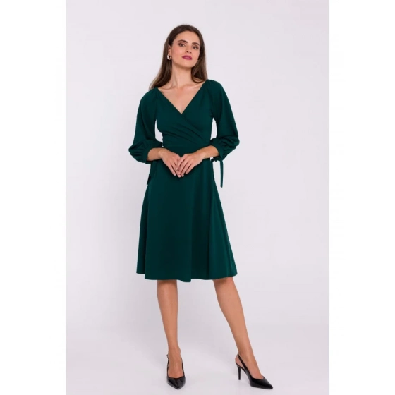 Šaty s rozšírenými rukávmi S383 zelené - Stylove