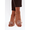 Dámske sandále na podpätku s ozdobou D&A MR52-238 Ružové zlato - D&A