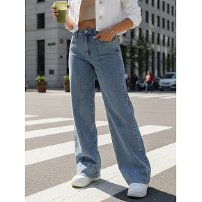Jeansy damskie wide leg z szeroką nogawką niebieskie FashionStreet UY2871