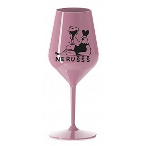 NERUŠŠŠ - světle růžová nerozbitná sklenice na víno 470 ml