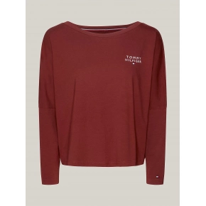 Dámske tričko s dlhým rukávom UW0UW04153 DW5 gaštanové - Tommy Hilfiger