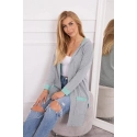 Dámska dvojfarebná pelerína s kapucňou 21679 / 69422 mint+sivá - Kesi