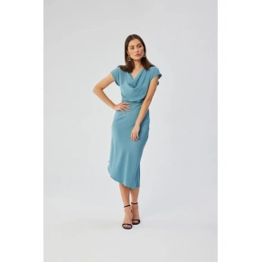 Asymetrické puzdrové šaty S362 tyrkysovo modré - Stylove Asymetrické puzdrové šaty S362 tyrkysovo modré - Stylove