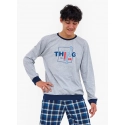 Junior chlapčenské pyžamo Thing 967/54 Šedá s tmavo modrou vzor - Cornette
