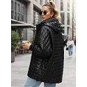 Kurtka damska pikowana z kapturem czarna FashionStreet TY5529