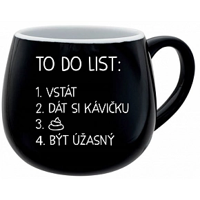 TO DO LIST: BYŤ ÚŽASNÝ - čierny keramický hrnček 300 ml