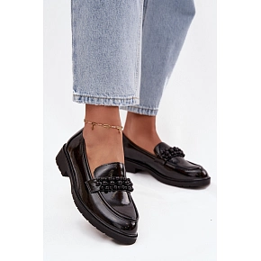 Dámske lakované mokasíny HY52-541 Čierna - S.Barski