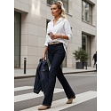 Jeansy damskie z wysokim stanem ciemnoniebieskie FashionStreet UY2911