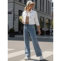 Jeansy damskie wide leg z szeroką nogawką niebieskie FashionStreet UY2871