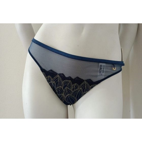 Dámske tangá 90601 petrolejovo modré so zlatou - Selmark