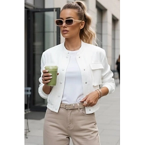 Kurtka damska bomberka PRIEV biała FashionStreet TY4305
