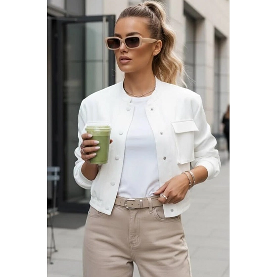 Kurtka damska bomberka PRIEV biała FashionStreet TY4305