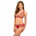 Dámska podprsenka Bralette 2507 Červená s telovou - Lupo Line