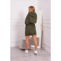Dámske šaty s kapucňou 68470 Kaki zelená - K-Fashion