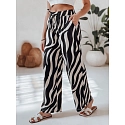 Spodnie damskie wide leg w paski ZEBRAVIBE beżowo-czarne FashionStreet UY2653