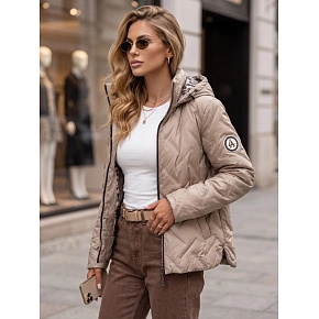 Kurtka damska przejściowa z kapturem kamelowa FashionStreet TY5774