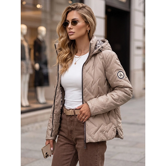 Kurtka damska przejściowa z kapturem kamelowa FashionStreet TY5774