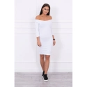 Dámske mini vrúbkované šaty 8974 Biela - K-Fashion