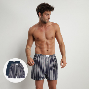 Pánske voľné boxerky 2 ks ECOSMART LOOSE BOXER Green BIO / Tmavomodrá so šedou - DIM