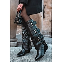 Dámske čižmy s vyhrnutým lemom D8262 Sarisse čierne - Sweet Shoes