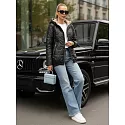 Kurtka damska pikowana z kapturem czarna FashionStreet TY5546