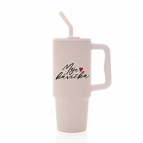 MOJE KÁVIČKA - růžový cestovní termohrnek 900 ml