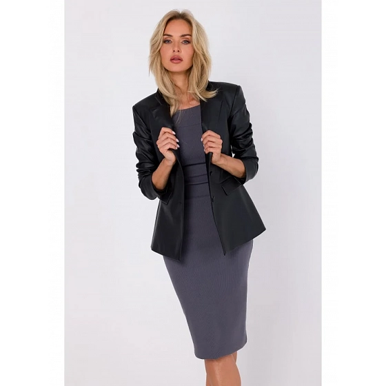 Dámske sako z umelej kože M748 čierne - Moe