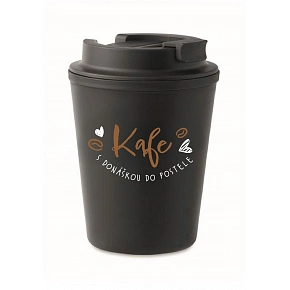 KAFE S DONÁŠKOU DO POSTELE - černý termohrnek 300 ml