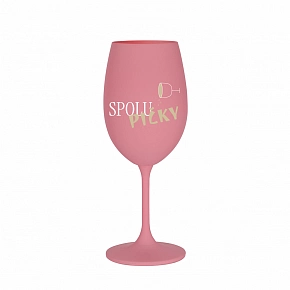 SPOLUPIČKY - růžová sklenice na víno 350 ml