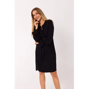 Dámske šaty so šnurovaním vpredu M742 Čierna - MOE