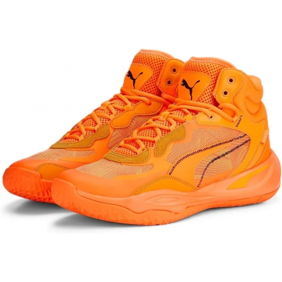 Pánske športové topánky Playmaker Pro Mid Laser M 378327 01 Neon oranžová - Puma